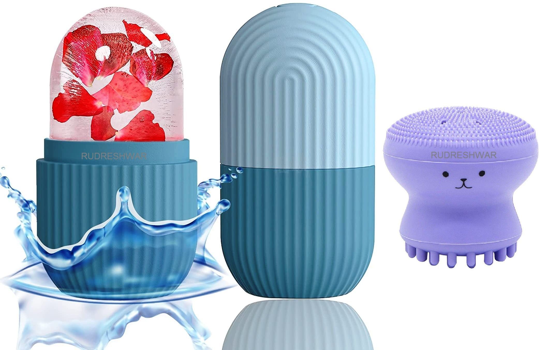 RUDRESHWAR Ice Roller for Face Massager, With Octopus Silicone Face Cleanser Sponge Facial Massager Massager-image-27