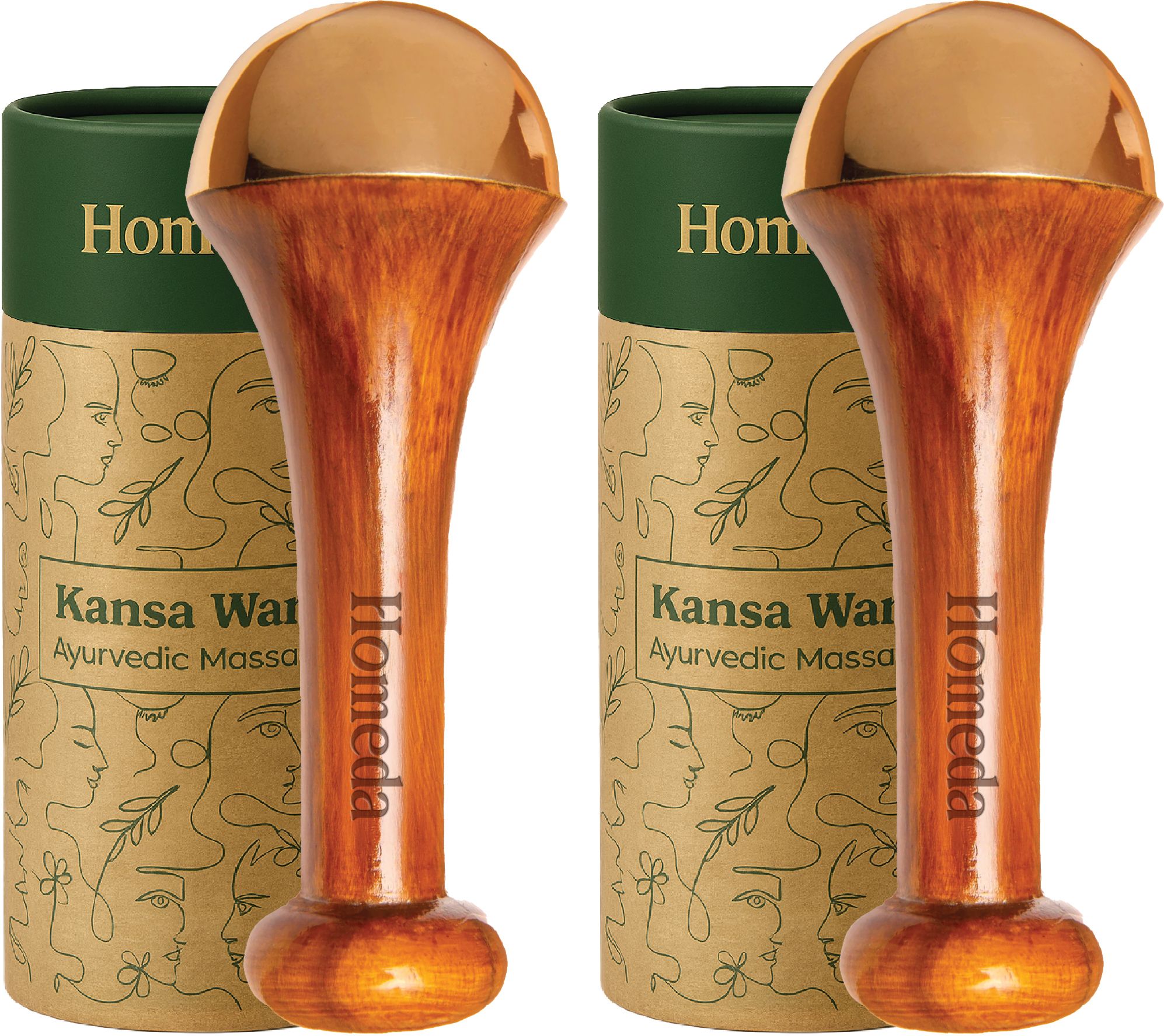 Homeda Single Sided Kansa Wand Foot Massager Combo, Kansya Vati Massageṛ Kasa Bronze Face And Body Massager-image-46