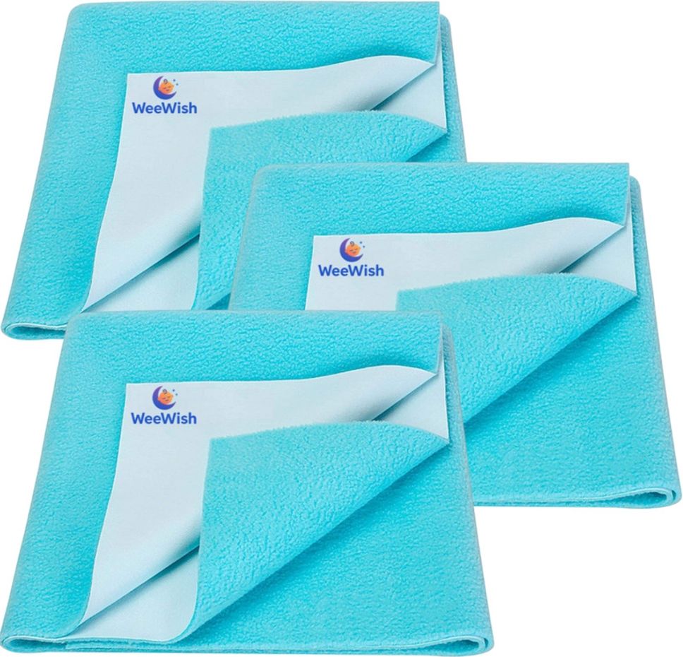 Baby Bed Protector – 50×70 cm (Small) - PACK OF 3 - SKY BLUE - Cotton, Fleece-image-48