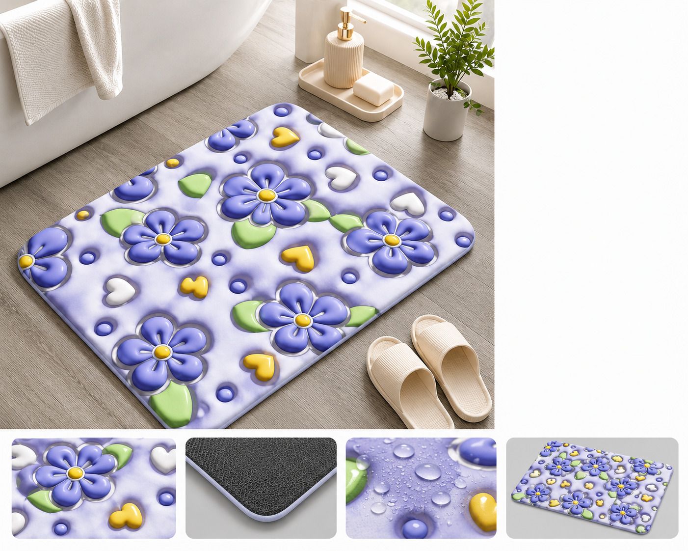 viora PVC (Polyvinyl Chloride) Bathroom Mat-picture-42