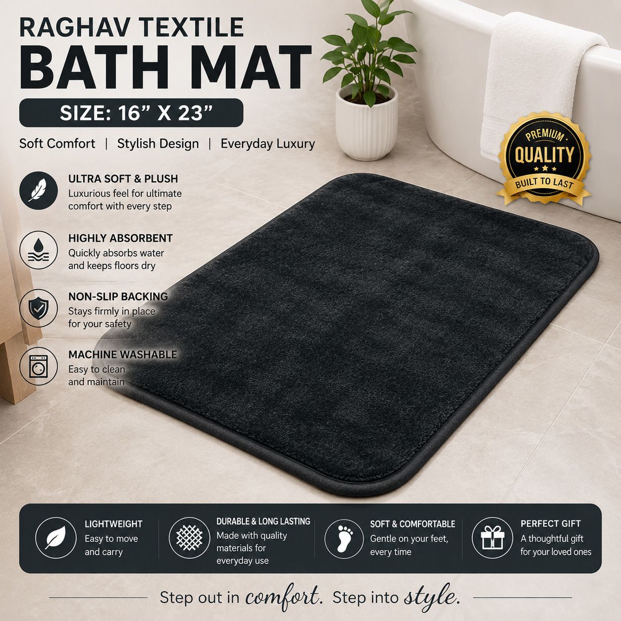 raghav textile Microfiber Bathroom Mat-picture-10