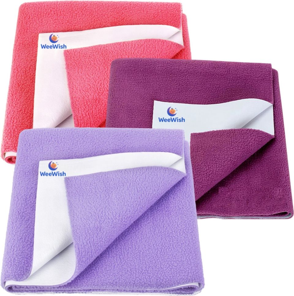 weewish Waterproof, Cotton, Fleece Dry Sheet, Reusable & Washable, (MEDIUM) - PACK OF 3-picture-10