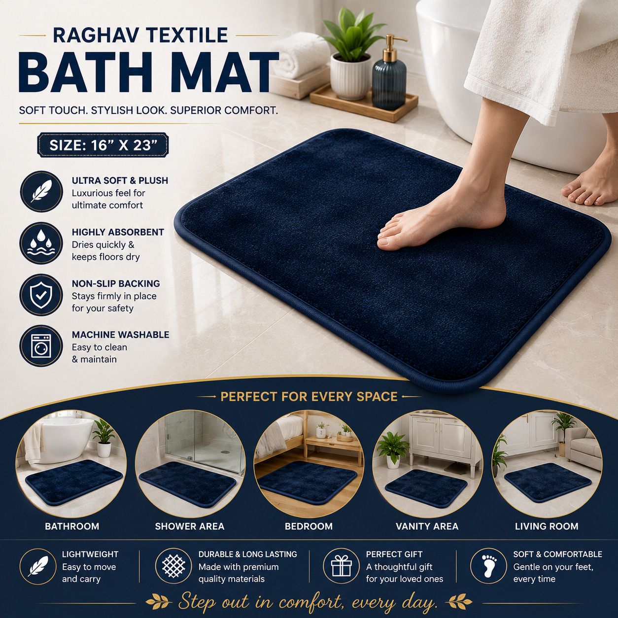 raghav textile Microfiber Bathroom Mat-picture-45