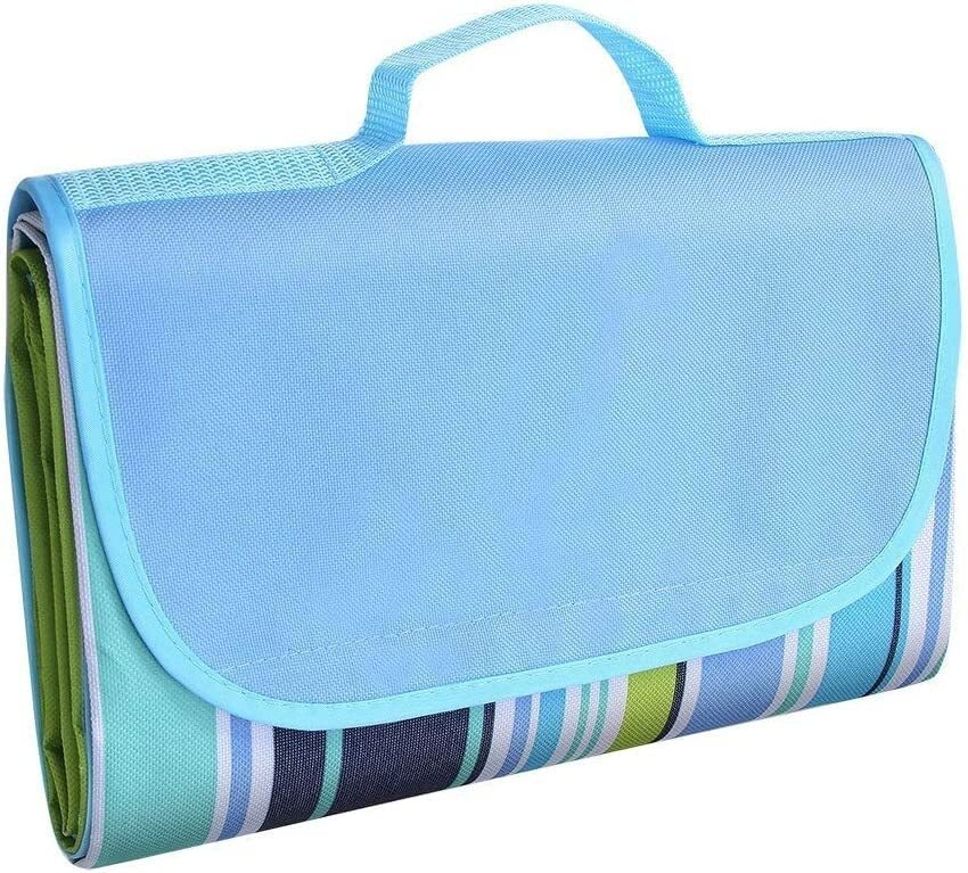 Foldable Picnic Mat Waterproof Outdoor Beach Camping Travel Mat with Handle Blue 6 mm Camping Mat-image-2