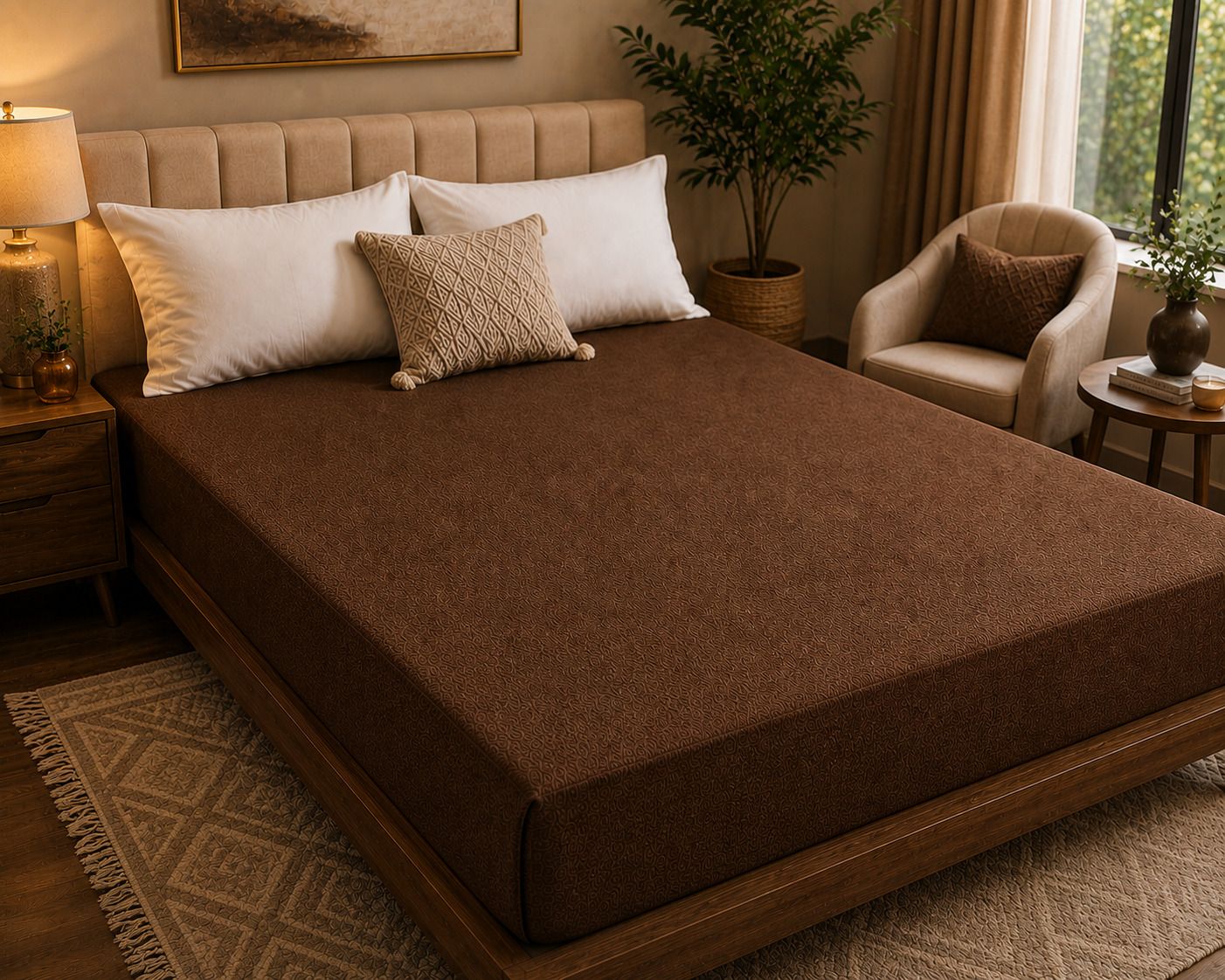 Sks Enterprises Queen Size Elastic Strap Terry Cotton Waterproof Mattress Cover-picture-11