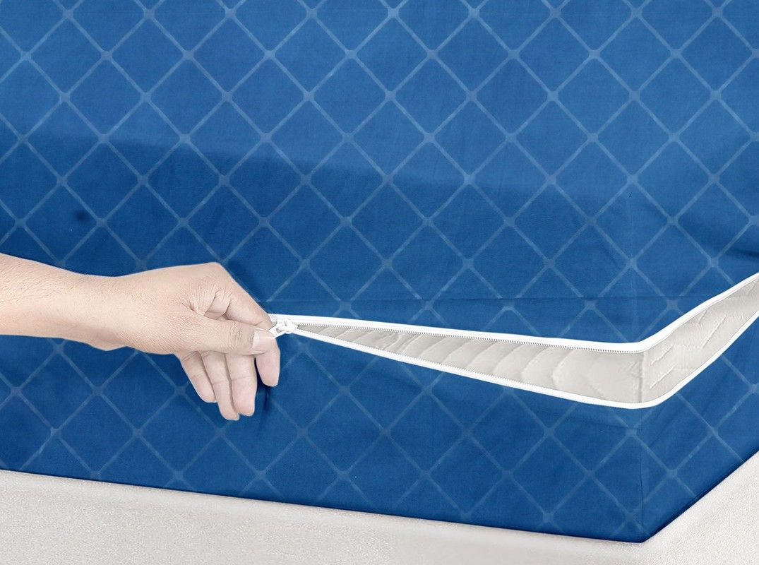VAS COLLECTIONS Double Size Zippered Polyster Breathable Mattress Cover-image-38
