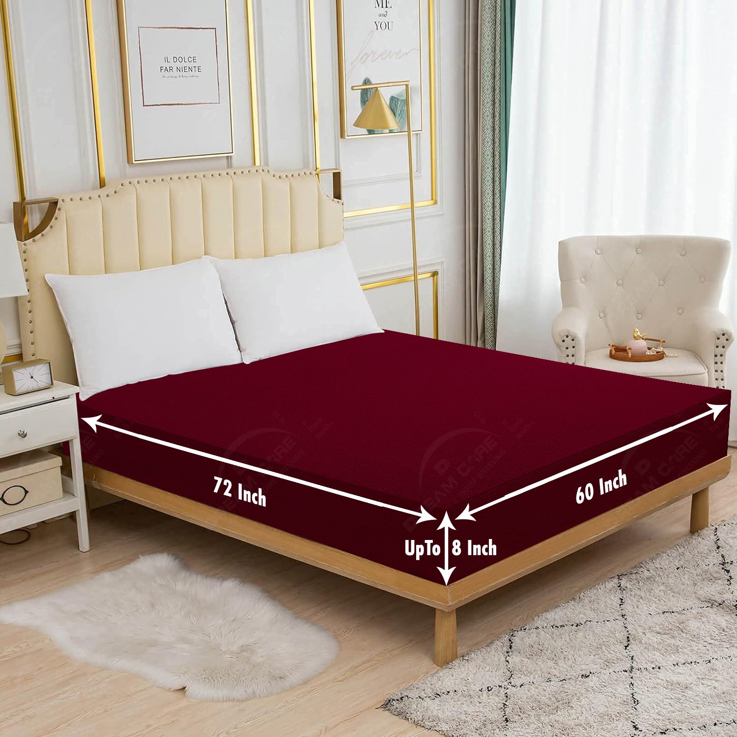 Dream Care Queen Size Fitted Terry Cotton Stretchable, Waterproof Mattress Cover-picture-12