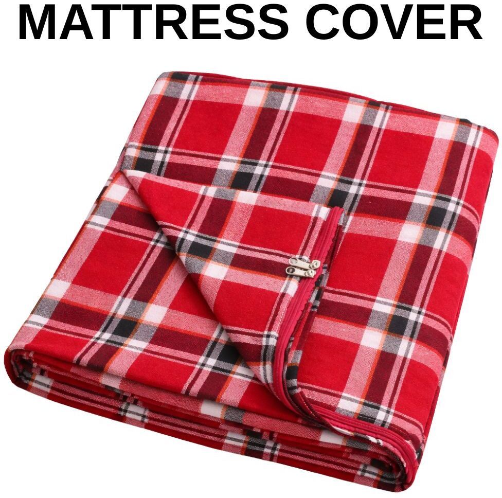 PRAAVI Double Size Zippered Cotton Mattress Cover-image-45