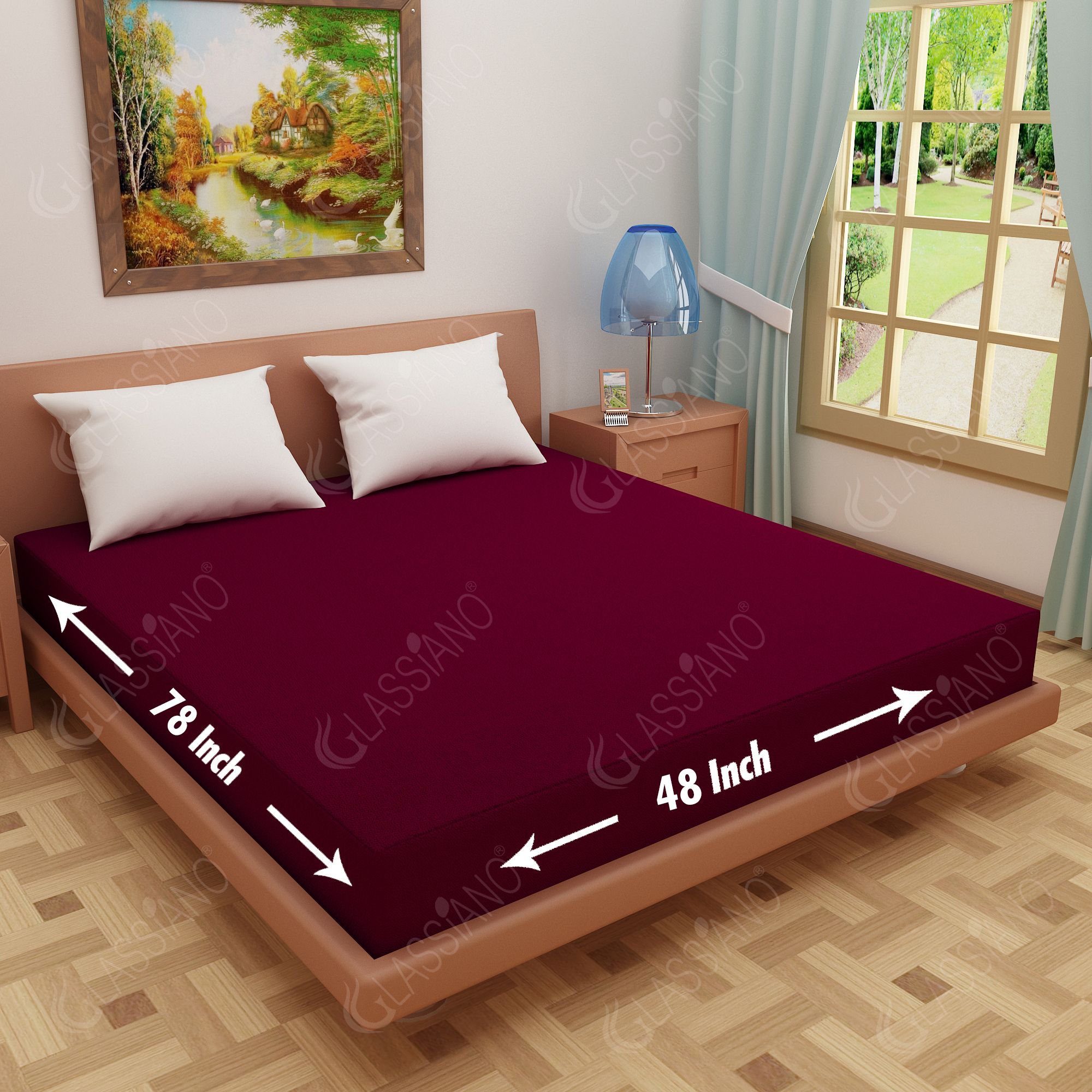 Glassiano Single Size Elastic Strap Terry Cotton Breathable, Stretchable, Waterproof Mattress Cover-picture-28