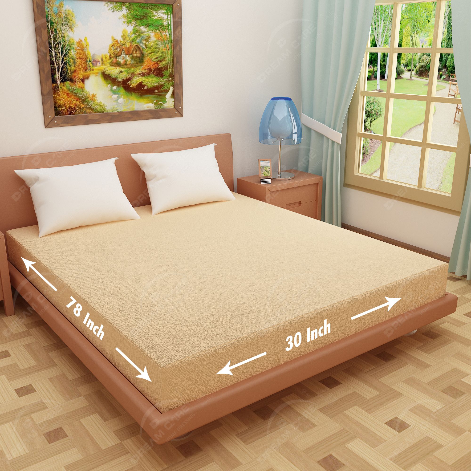 Dream Care Single Size Fitted Terry Cotton Breathable, Stretchable, Waterproof Mattress Cover-picture-14