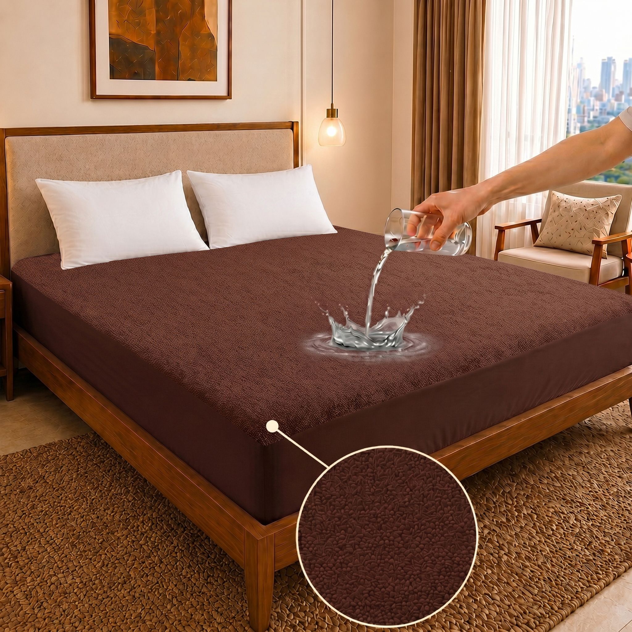 Dream Care King Size Fitted Terry Cotton Breathable, Stretchable, Waterproof Mattress Cover-image-42