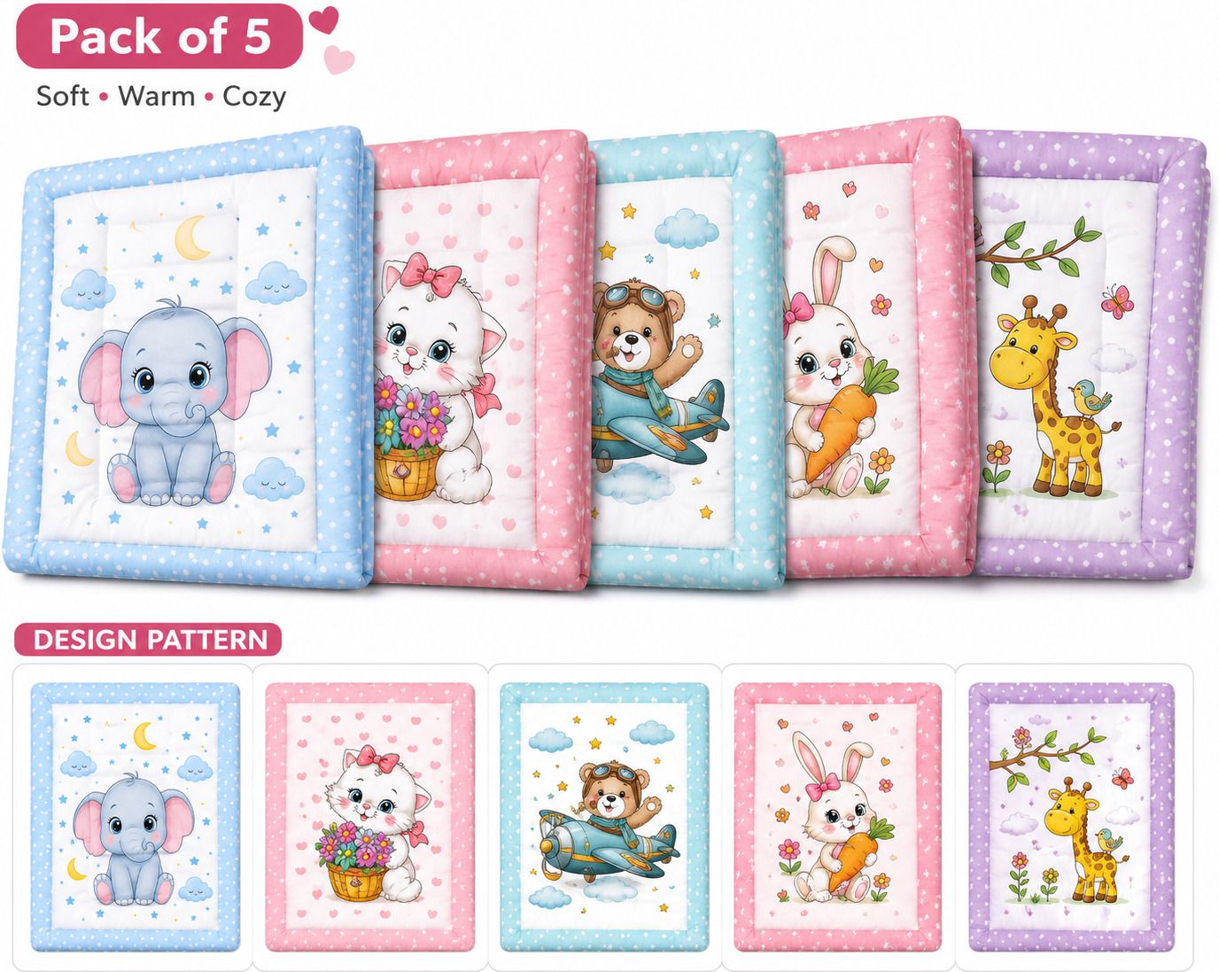babyora Kids Printed Micro Cotton Godadi Pack of 5-picture-9