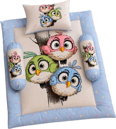 Baby Print Cotton Bedding Set with 1 Mattress, 1 Pillow & 2 Bolsters for Babies-image-26