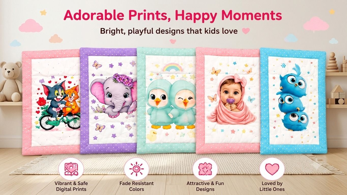 Cute Printed Baby Nap Time Mattress Pack of-5-image-24