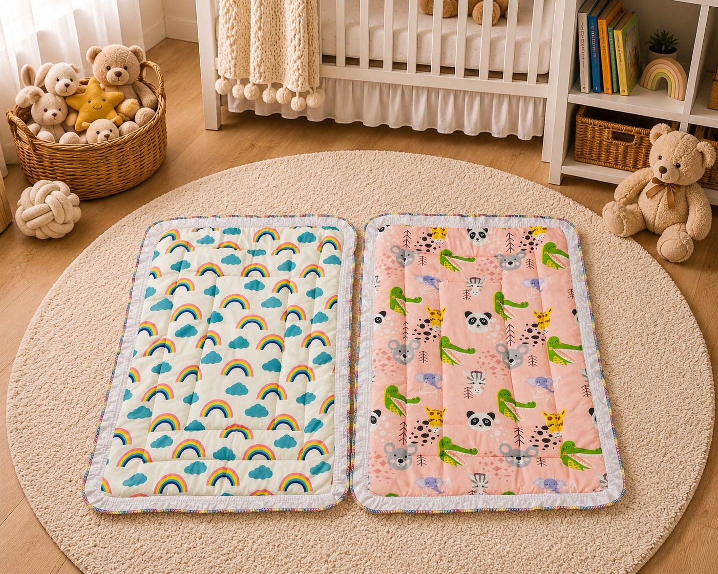 babo&baby New Born Baby Mattress Soft Cotton Printed Godadi Combo Pack of 2-picture-39