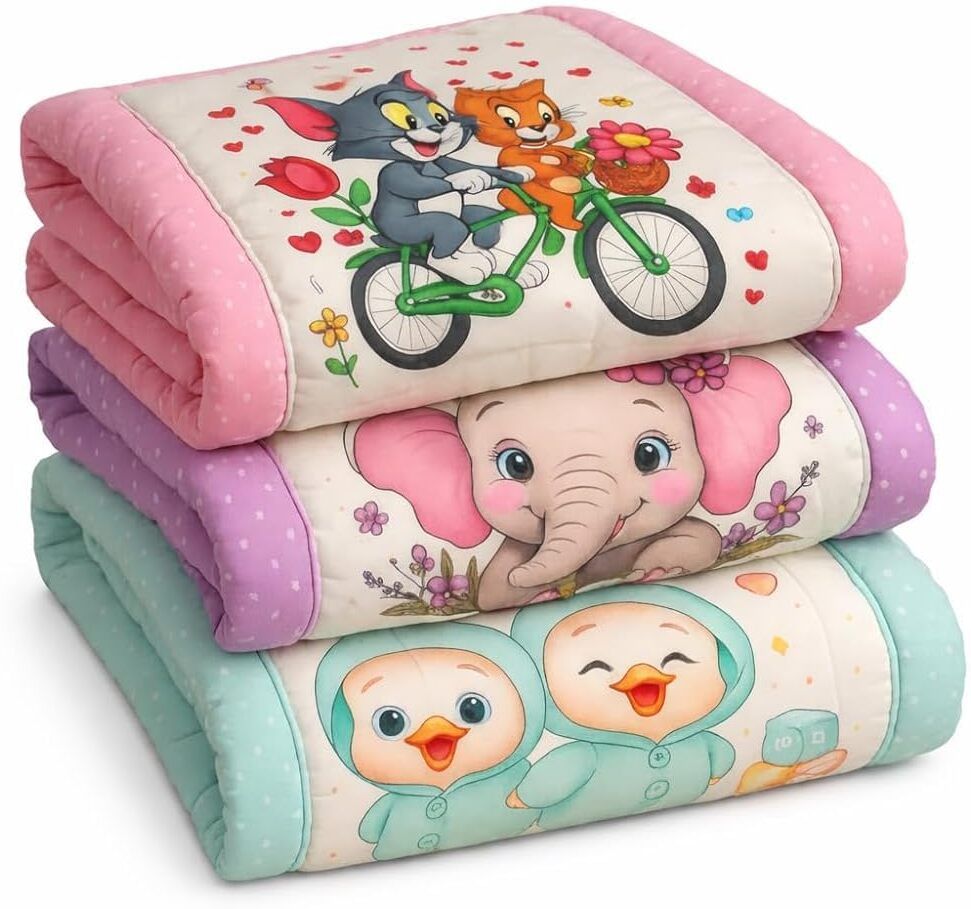 bethakji Baby Cartoon Printed Comforter Blanket | Soft Quilted Kids Dohar for All Seasons-picture-48