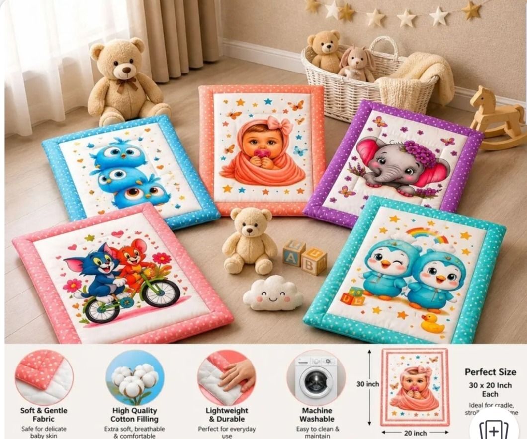 Kids Cartoon Soft Quilted Mattress Pack of-5-image-49