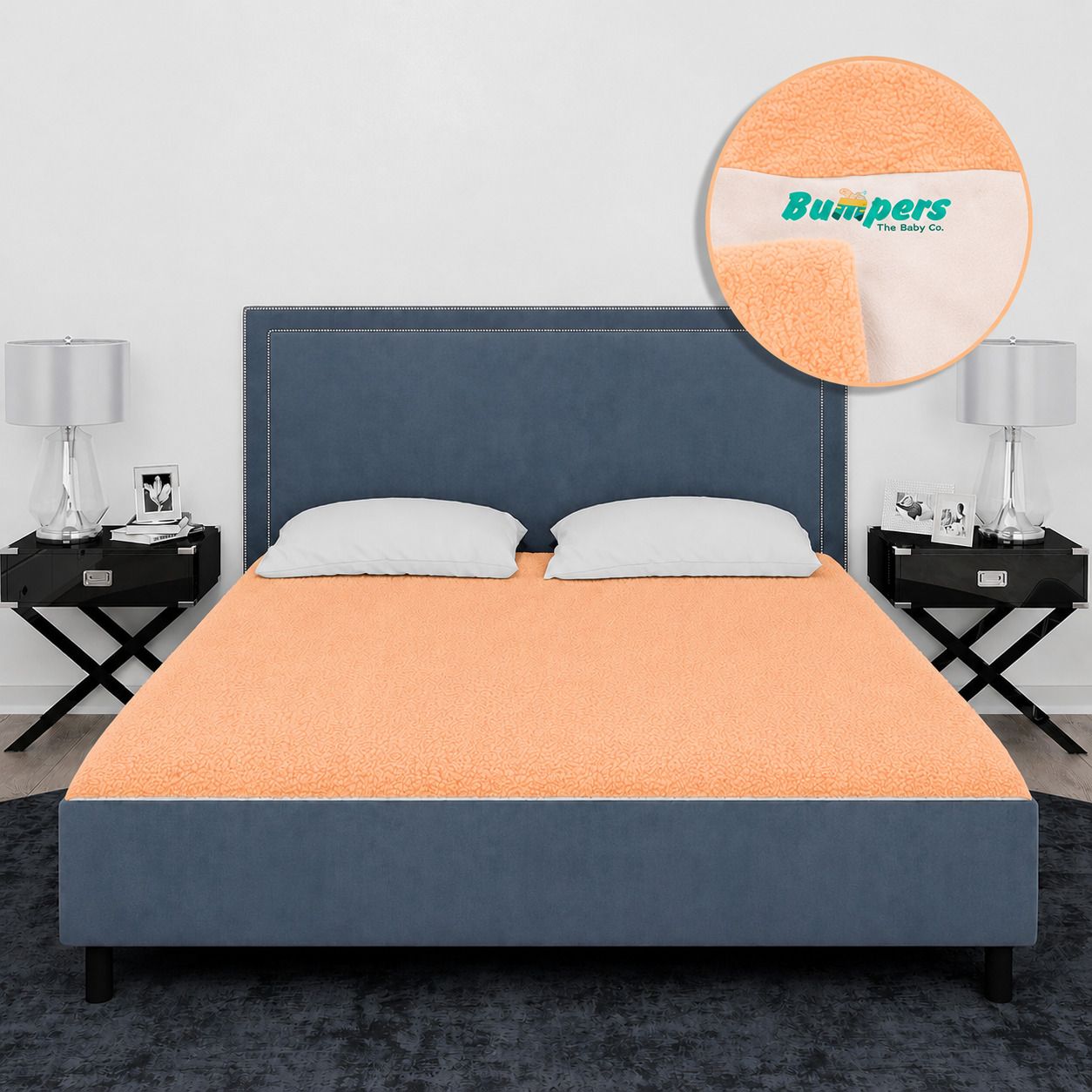 bumpers the baby co. Polycotton Baby Bed Protecting Mat (Peach, XX-Large)-picture-12