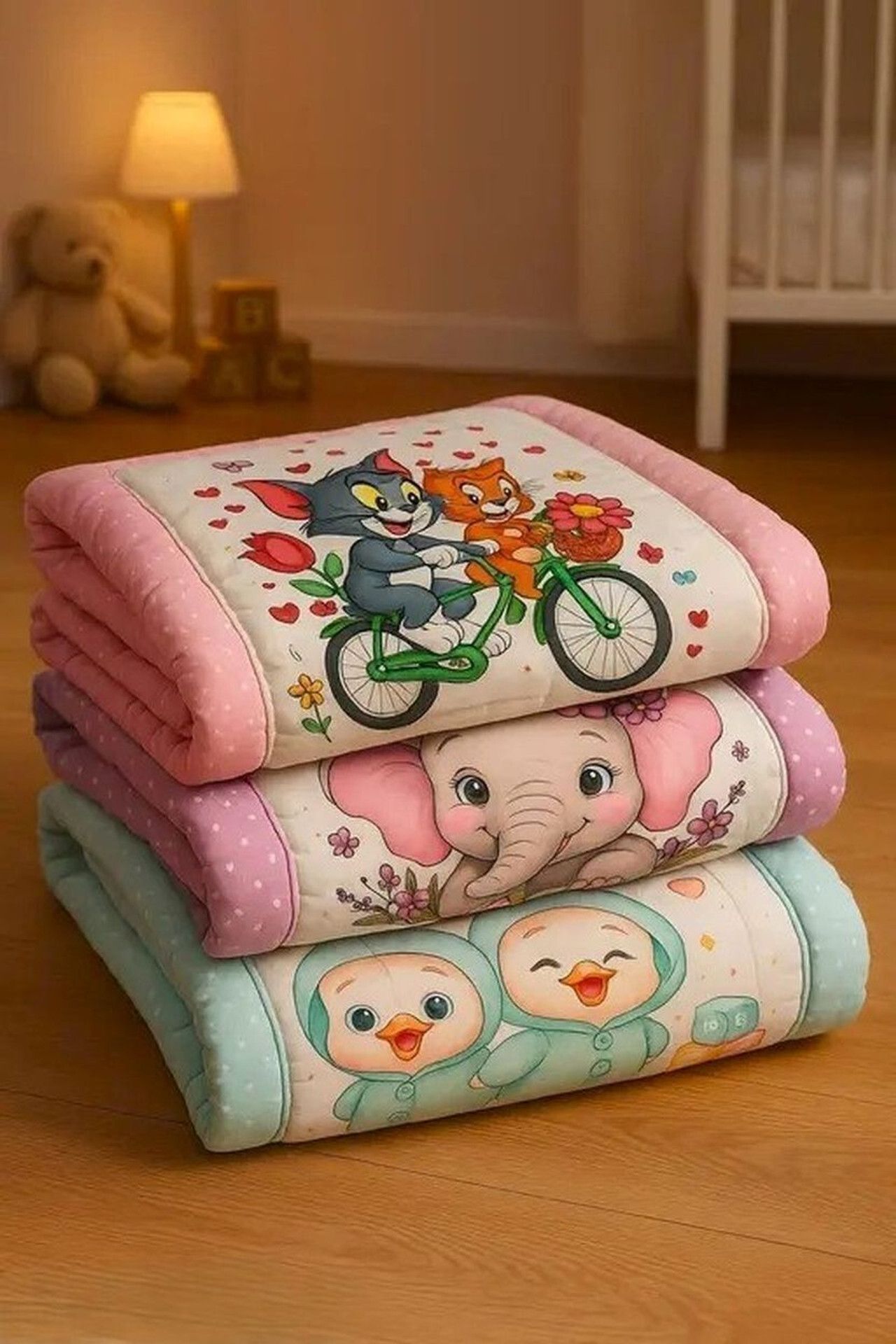 Tom & Jerry Printed Baby Godadi | Soft Cotton Newborn Godri Pack of 3-image-32