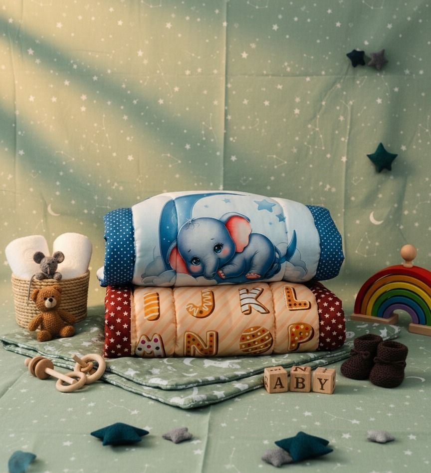 Tiny Tots Elephant & ABC Print Soft Baby Mattress pack of-2-image-11