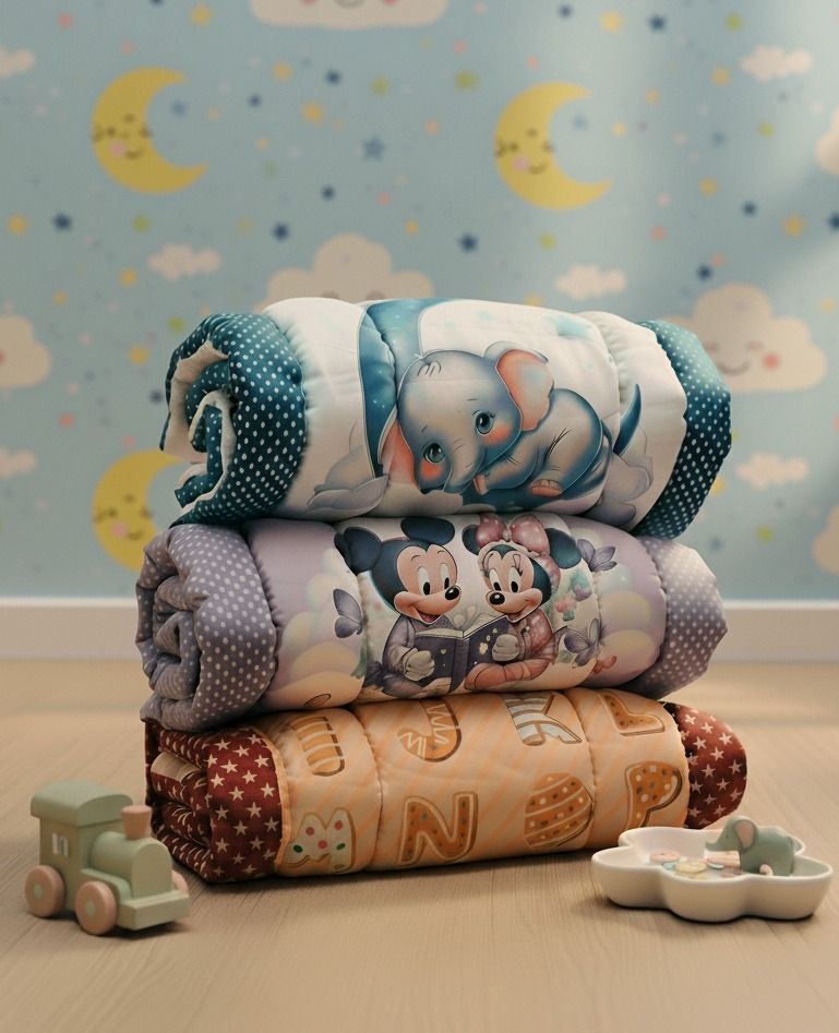 Newborn Baby Combo Pack of 3: Mickey, Elephant & Alphabet Cotton Mattresses-image-15