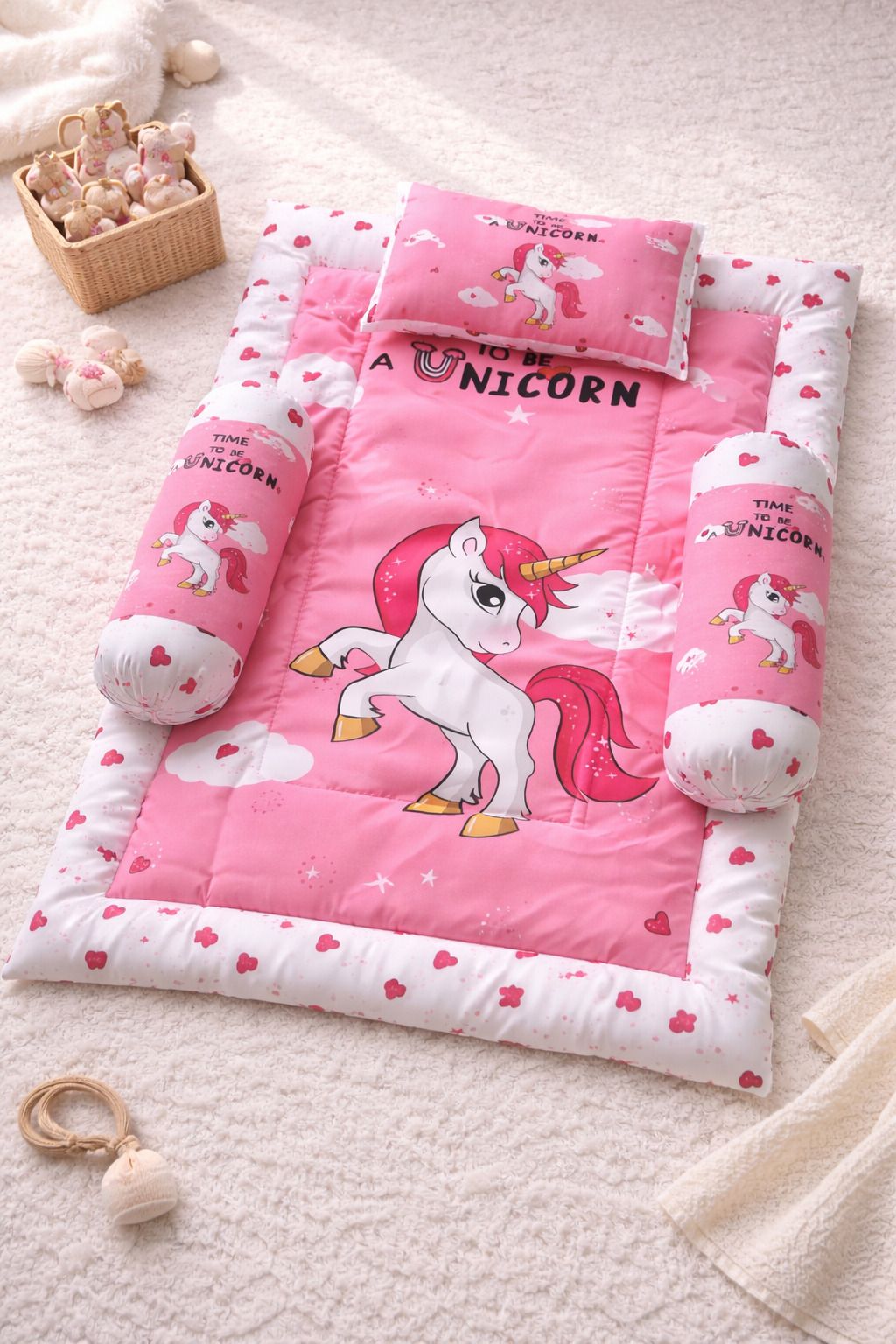 Newborn Baby Bed Cotton Bedding Set Soft Mattress Pillow Bolster Set-image-30