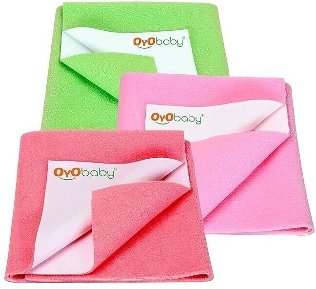Waterproof Baby Dry Sheet, Small Size Pack Of 3 (Salmon Rose, Pink, Light Green)
