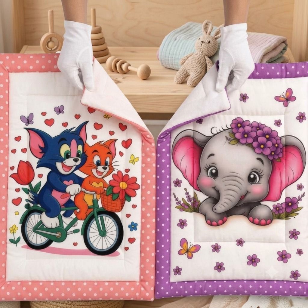 Kids Cartoon Cotton Sleeping Mat for Newborn Pack of-2-image-9