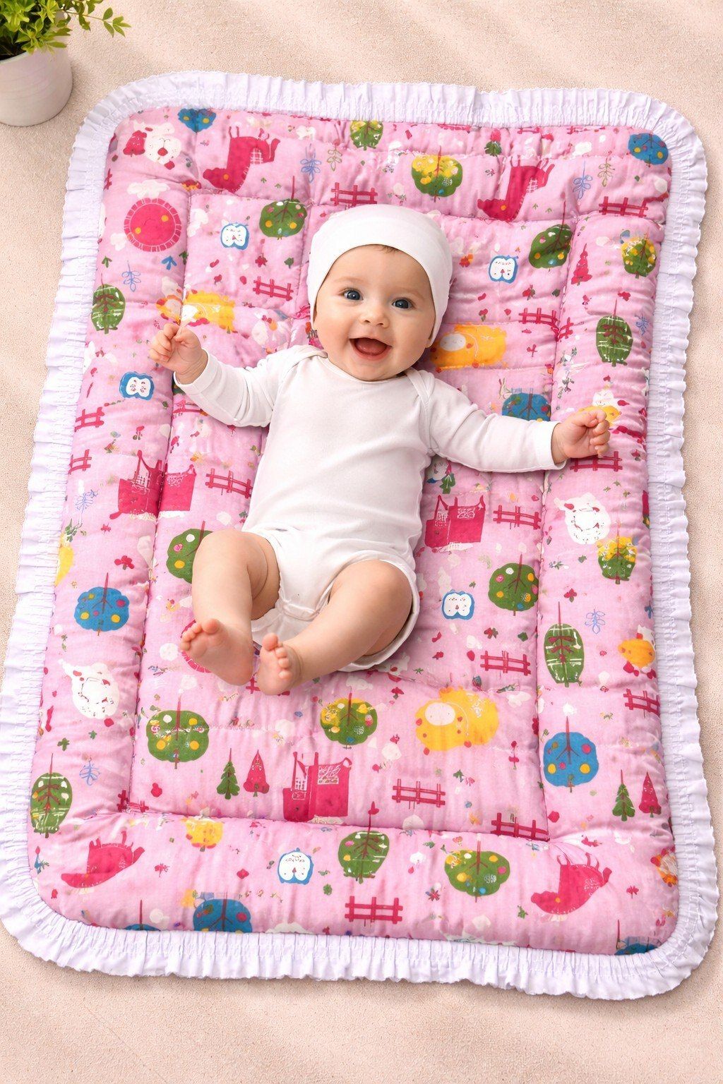 vanray fashion Premium Soft Cotton Baby Sleeping Mattress – Pink Animal Print-picture-11