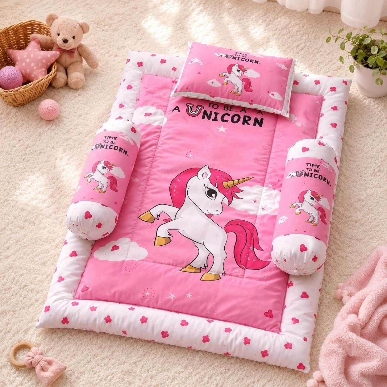 ZINICARE Unicorn Baby Bedding Set with Pillow & Bolsters-image-46