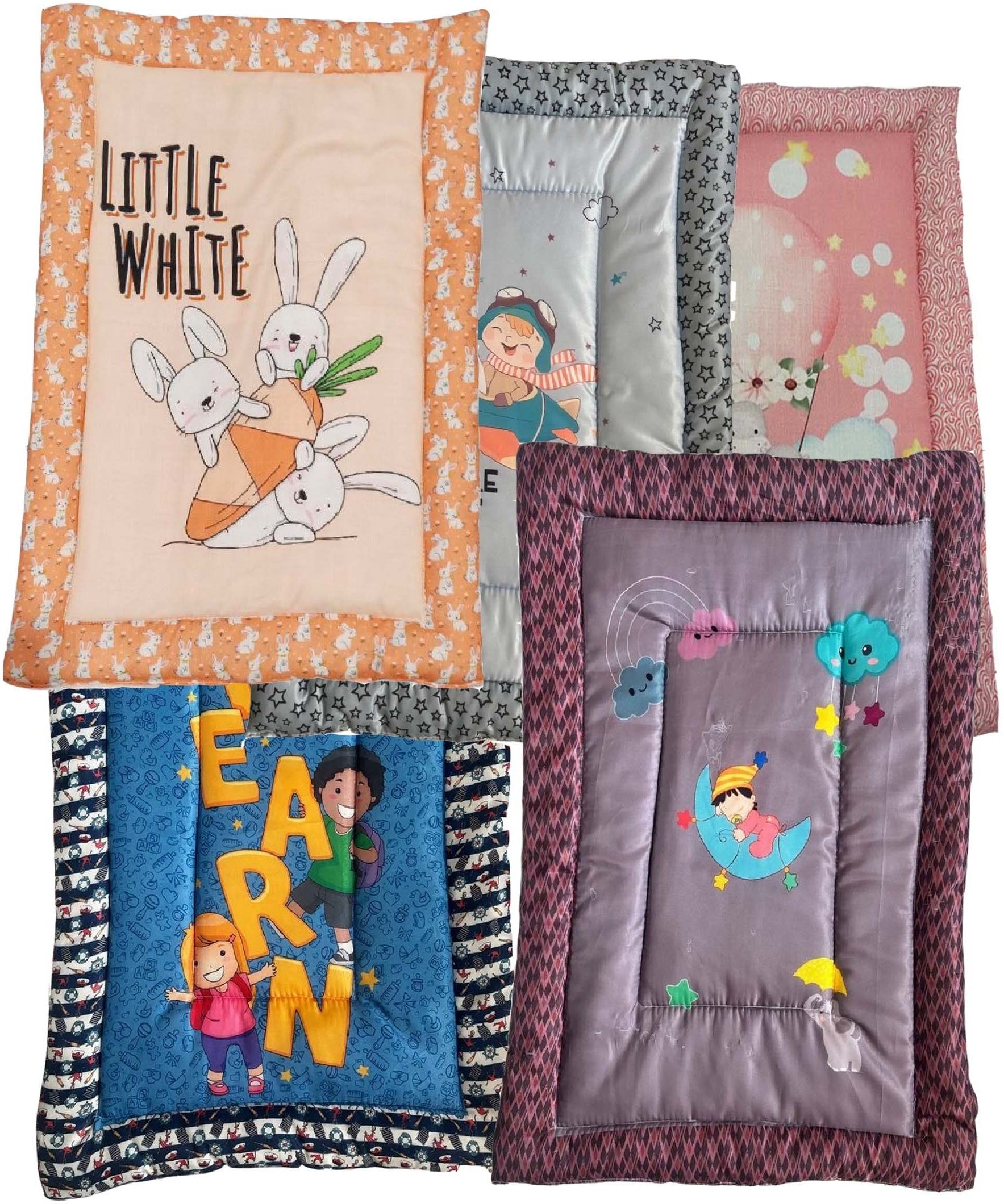 Soft & Cozy Baby Mattress Set Colorful Cartoon Design Newborn Comfort (Set of 5)