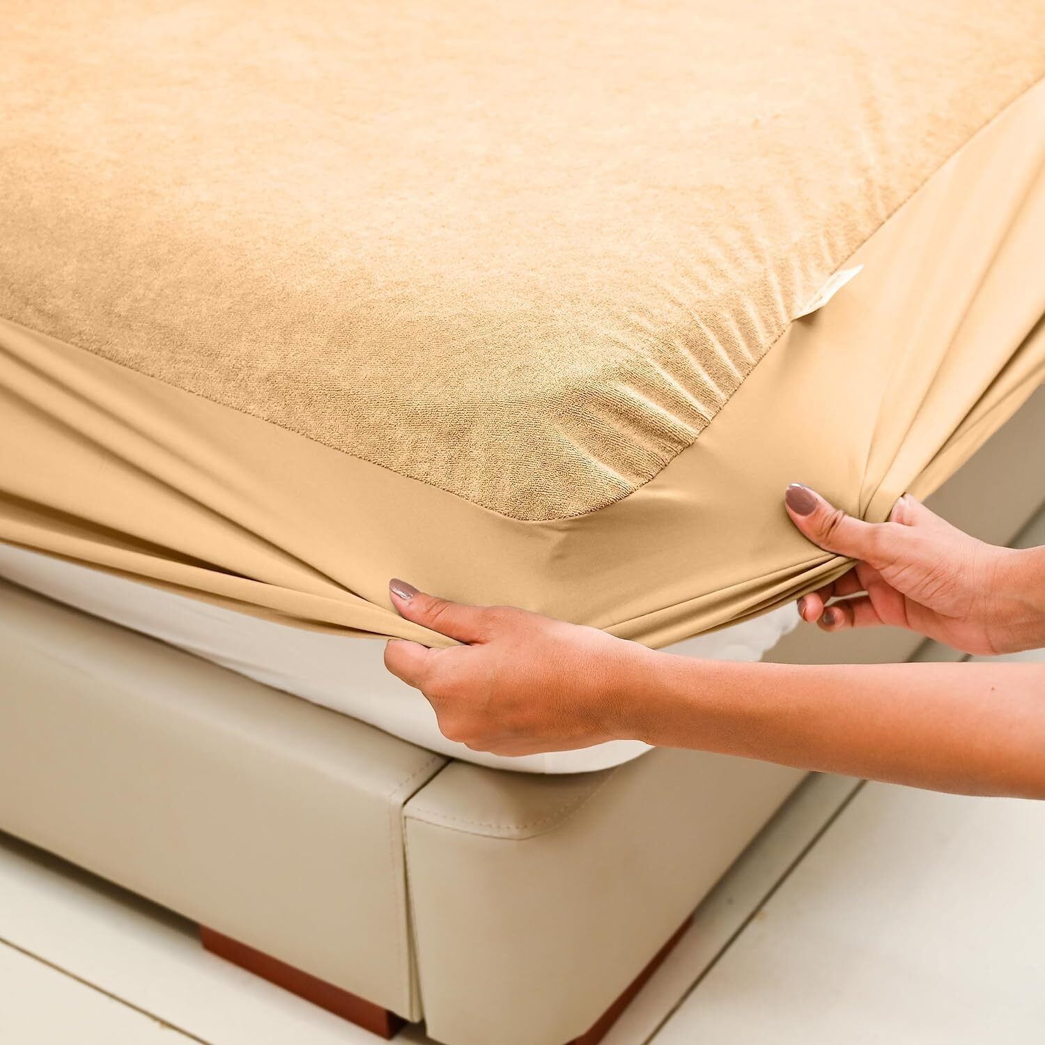 King Size Fitted Terry Cotton Breathable, Stretchable, Waterproof Mattress Cover