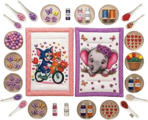 zivora kids Cute Elephant Alphabet Print Baby Quilted Mat Pack of-2.-picture-43