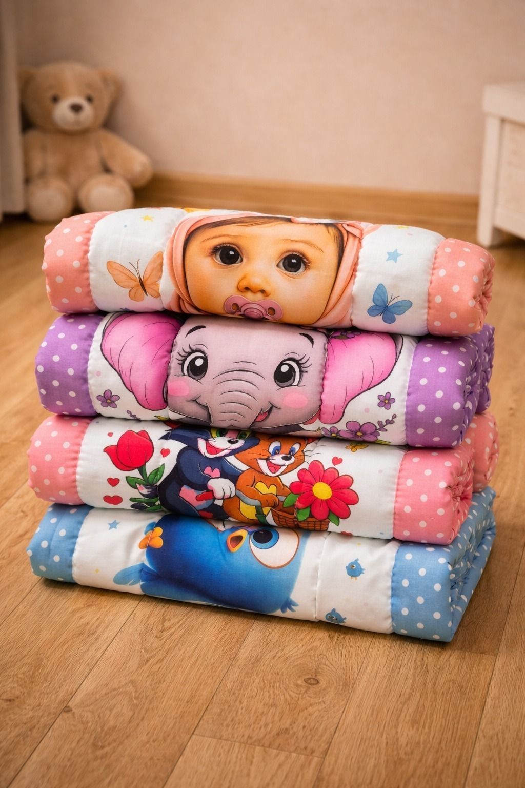 Children's Cartoon Bed Roll Mattress for Daily Use Pack of-4-image-30