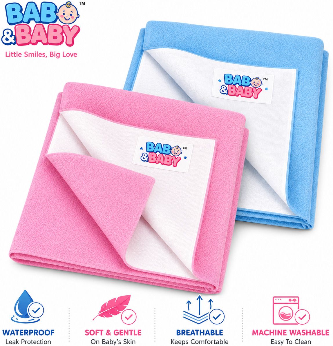 Waterproof Dry Sheet for Baby | Reusable Soft Breathable Bed Protector Pack of 2-image-35