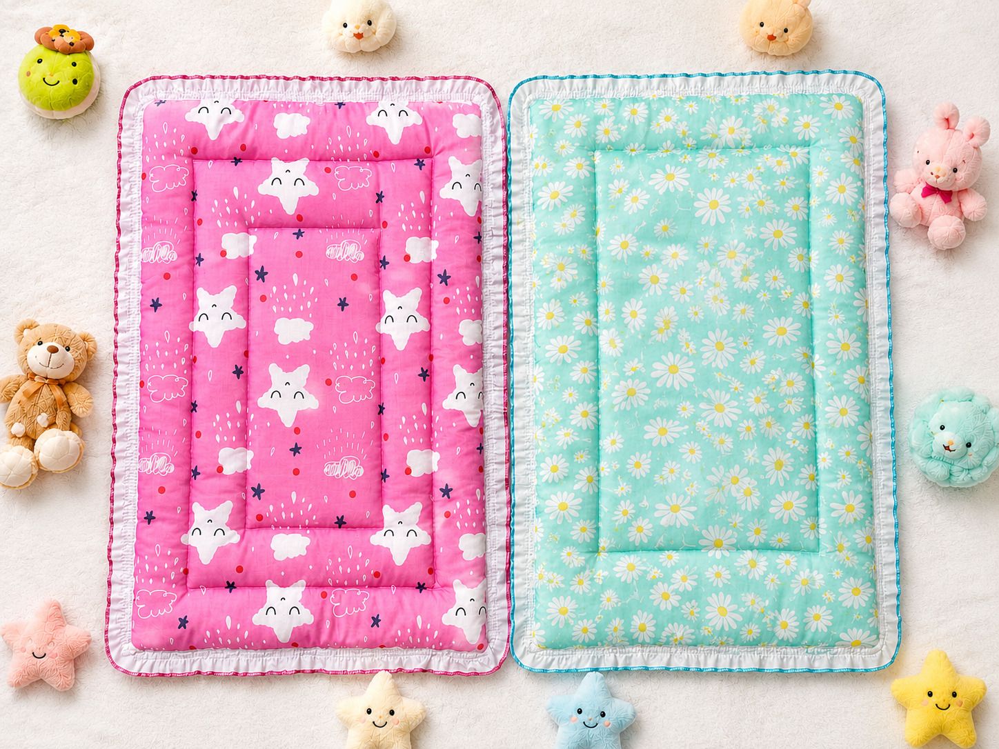 Baby Sleeping Mattress Set of 2 | Soft Cotton Baby Godadi Mat | 20x30 Inch-image-26