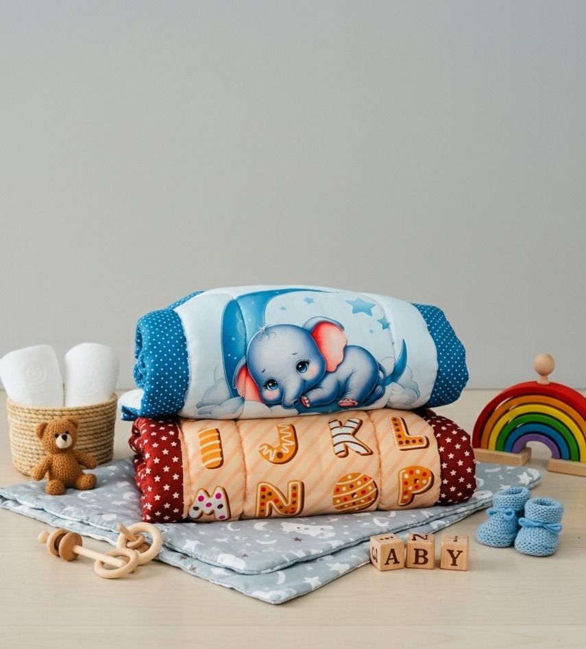 Alphabet Elephant Theme Baby Bed Mattress Pack of-2-image-4
