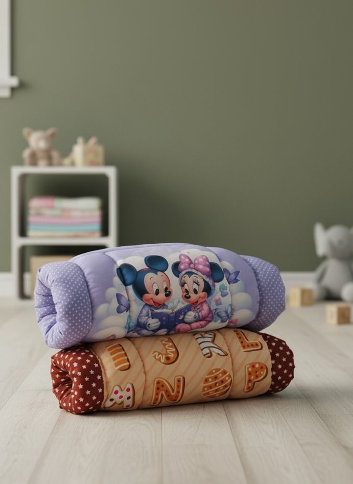 Infant Baby Brown & Blue Colorful Baby with Cartoon Alphabets & Mickey Print 2Pc-image-24
