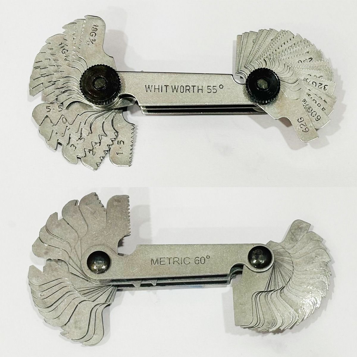 Thread Pitch Gauge Set Metric & Whitworth (55°/60°) Stainless Steel Ring Gauge-image-1