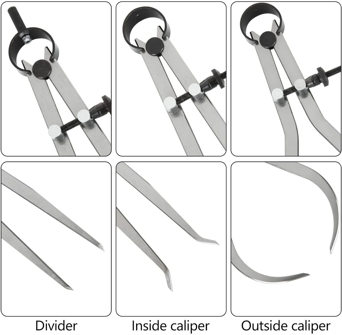 Spring Caliper Set 3 Pieces Inside, Outside & Divider 12" Inch / 300 mm Bore Gauge-image-13