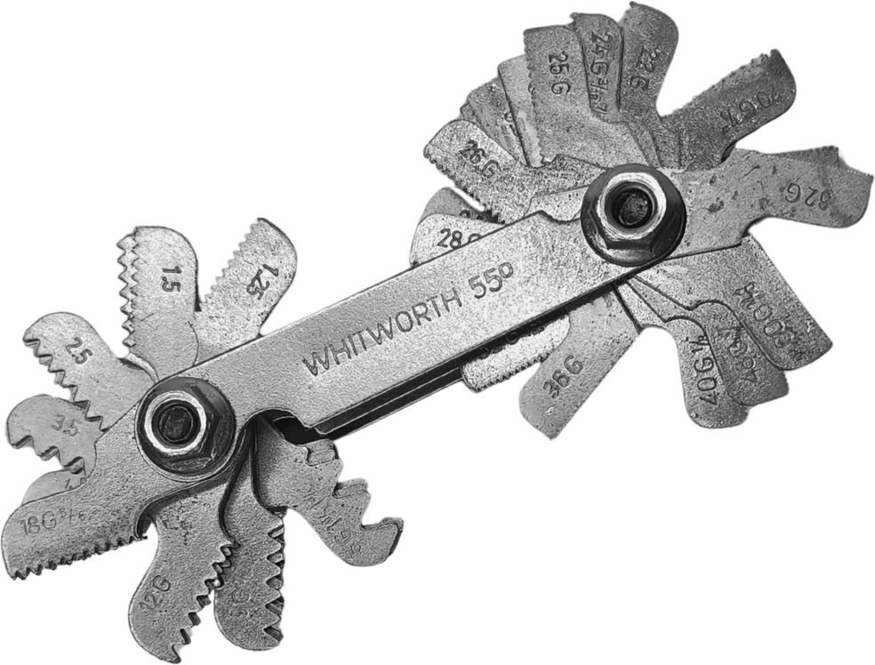 Whitworth 55° Screw Pitch Gauge for Measuring Thread 52 Blades (Inches & mm) Radius Gauge