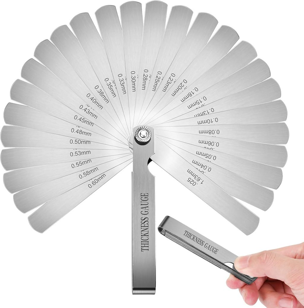 26 Blades Stainless Steel Feeler Gauge, Metric and Imperial Gap Measuring Tool Radius Gauge