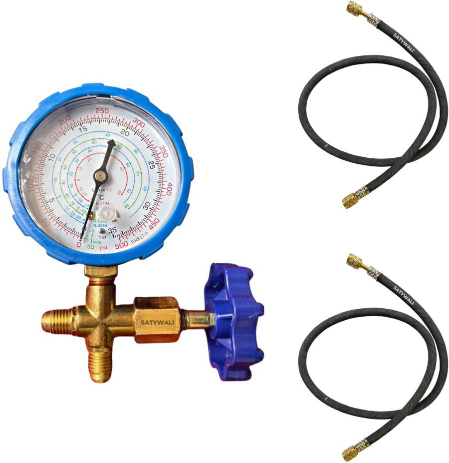 uniqe Single Gauge Manifold with Double Charging Hose pipe lines Snap Gauge-picture-17