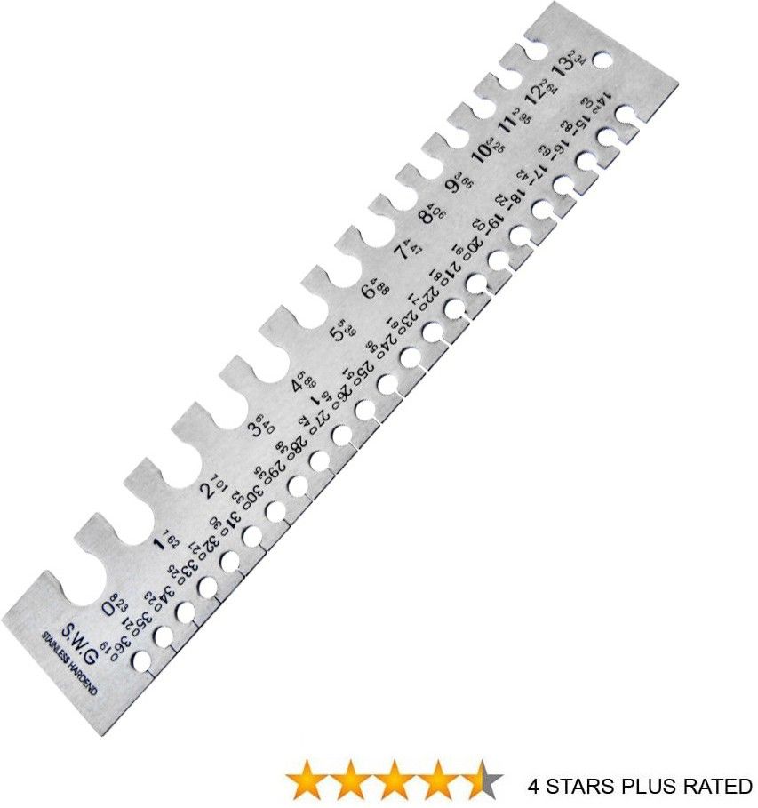 Stainless Steel Wire Thickness Gauge Marked with MM and SWG Craft Bead Tool Hole Gauge