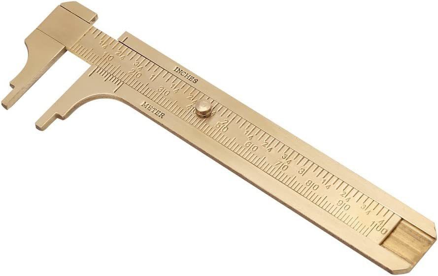 Brass Vernier Caliper Ruler Measuring Double Scales mm/inch Pocket Ruler 100mm Height Gauge-image-9
