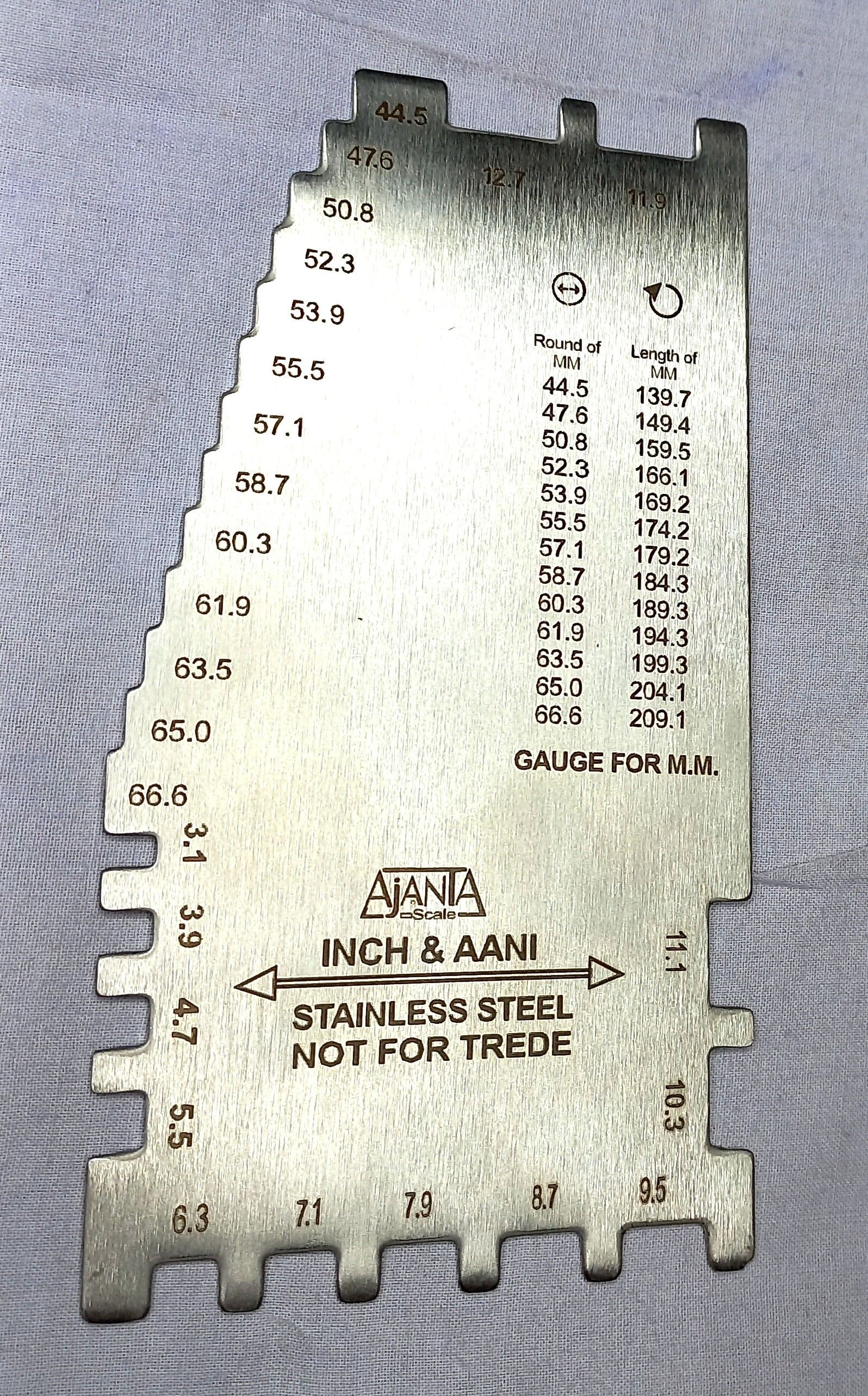 Bangle sizes for measuring Bangles Size for jewellery manufacturer Radius Gauge