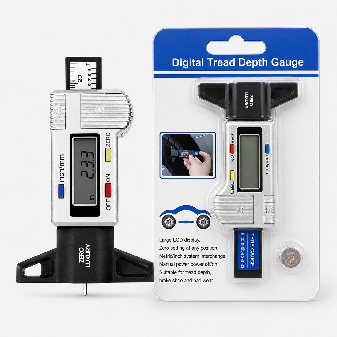zeroluxury Digital Tire Tread Depth Gauge with Large LCD Display Pin Gauge-picture-21
