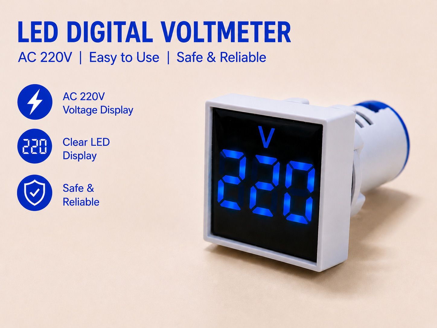 starwolf Led Digital Volt Meter Square Blue Test Indicator-picture-48