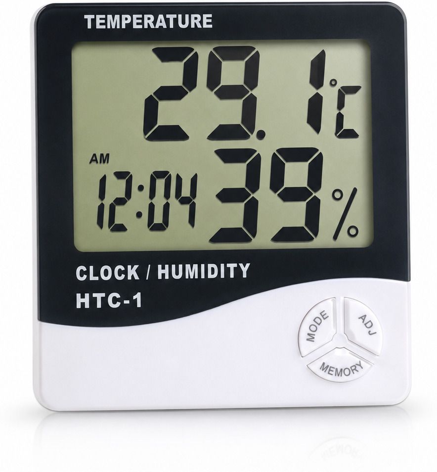 HTC-1 Digital Room Thermo Hygrometer | Temp & Humidity Meter with Clock Test Indicator-image-2
