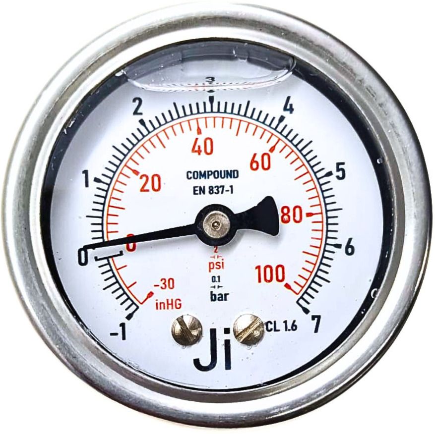 "ji" japsin instrumentation Economical Compound Gauge, 2" Dial, -1 to 7 Bar, Back Entry, 1/4" BSP (M) Conn Dial Indicator-picture-12